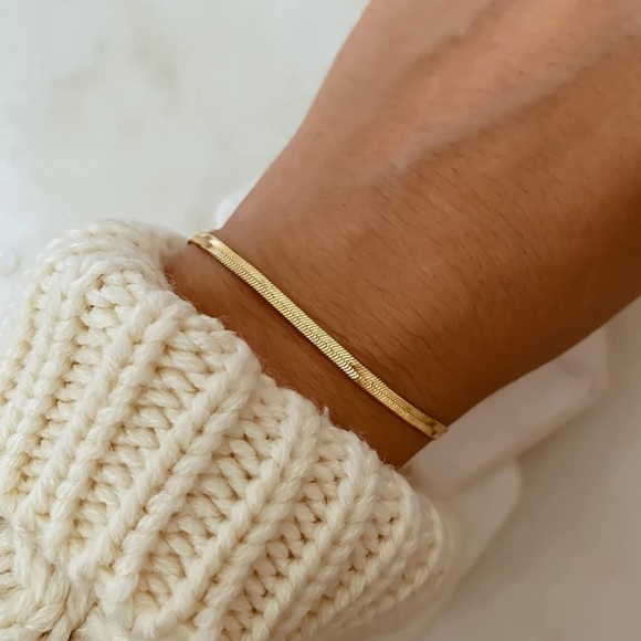 2pc Herringbone Flat Snake Necklace/Bracelet Set - Picture 3 of 3